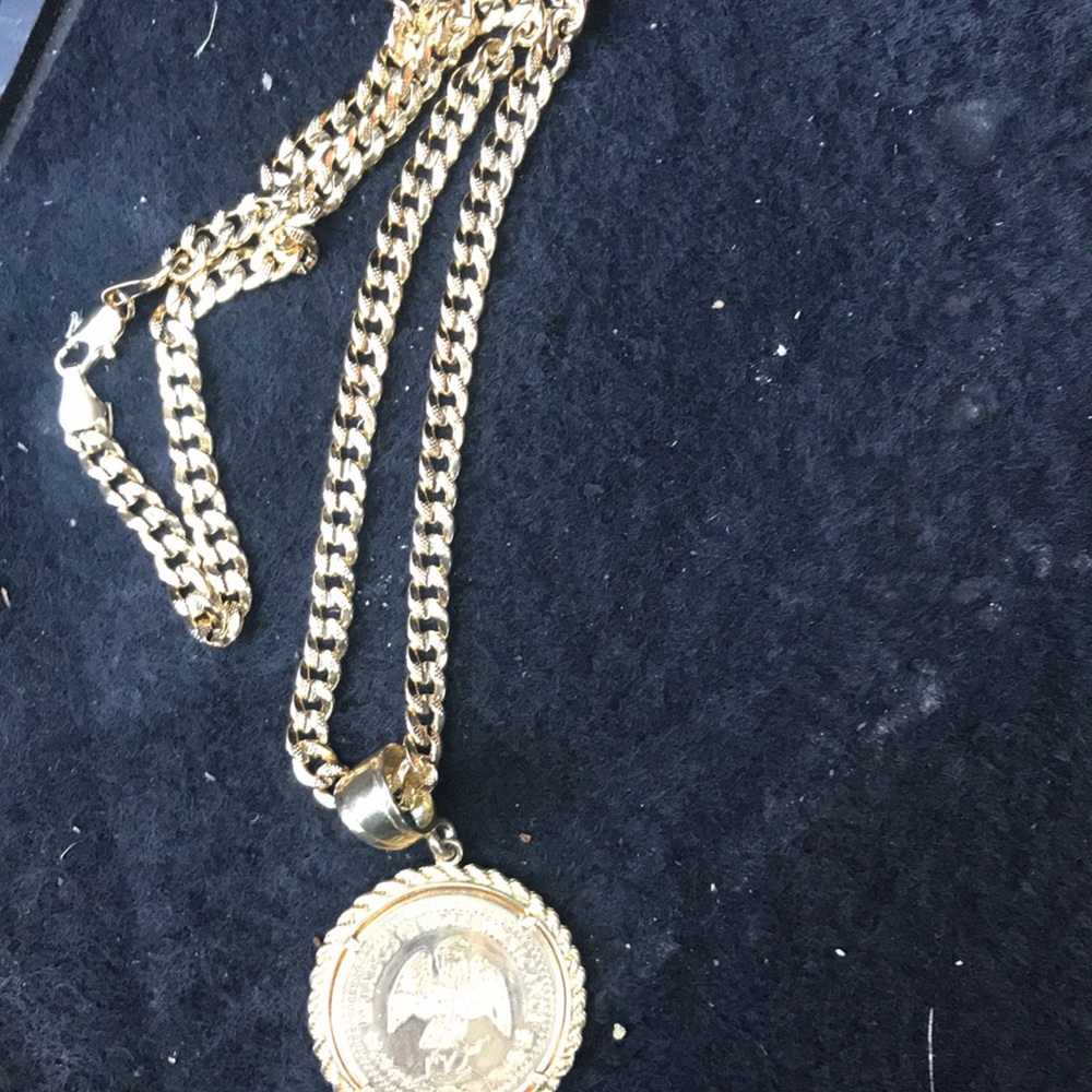 18 k gold link chain an gold coin